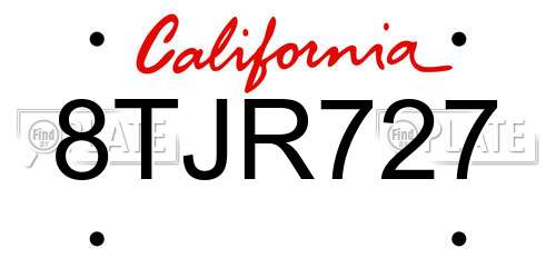 8TJR727 California License Plate