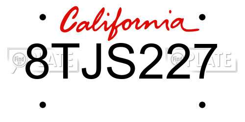 8TJS227 California License Plate