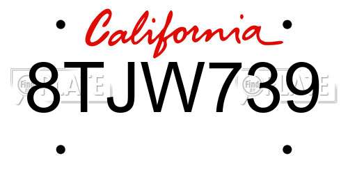 8TJW739 California License Plate