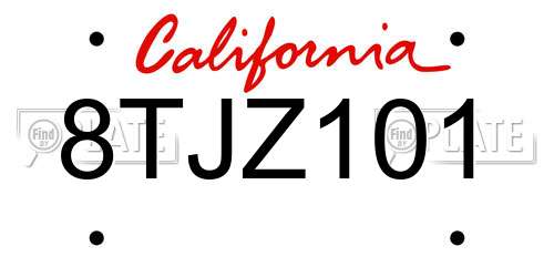8TJZ101 California License Plate