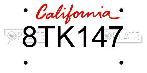 8TK147 California License Plate