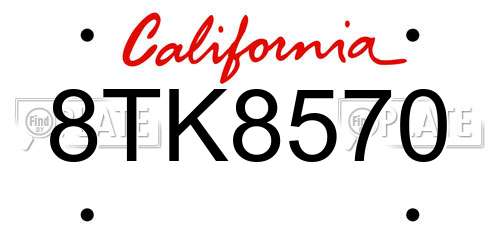 8TK8570 California License Plate