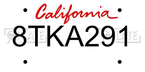 8TKA291 California License Plate