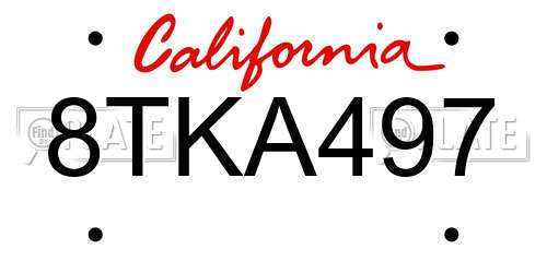 8TKA497 California License Plate