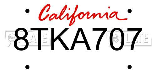 8TKA707 California License Plate