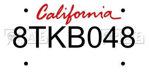 8TKB048 California License Plate