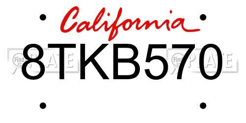 8TKB570 California License Plate
