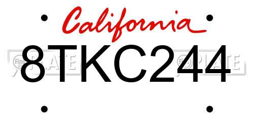 8TKC244 California License Plate