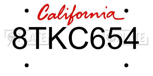 8TKC654 California License Plate