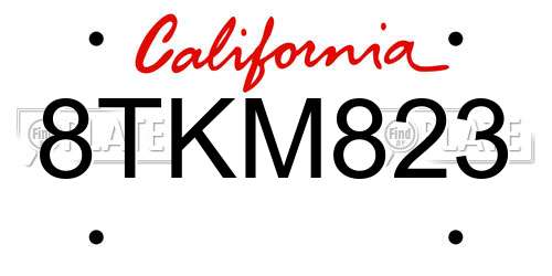 8TKM823 California License Plate