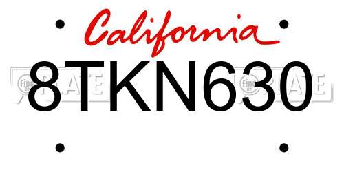 8TKN630 California License Plate