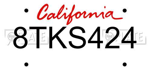 8TKS424 California License Plate