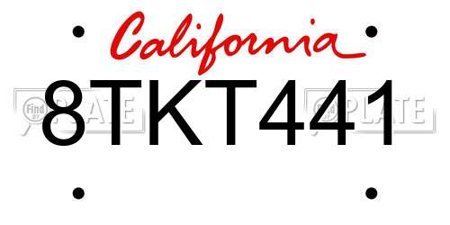 8TKT441 California License Plate