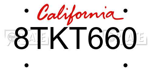 8TKT660 California License Plate
