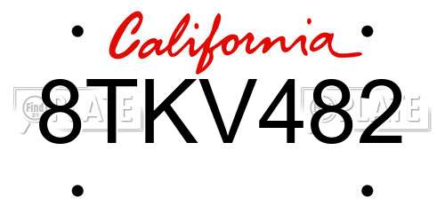 8TKV482 California License Plate