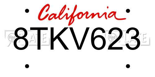 8TKV623 California License Plate