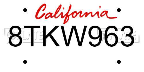 8TKW963 California License Plate