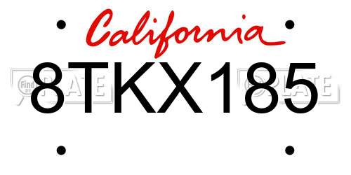 8TKX185 California License Plate