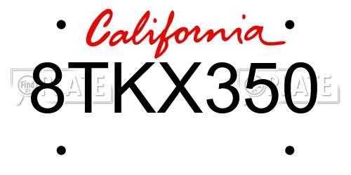 8TKX350 California License Plate