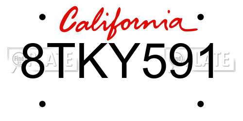 8TKY591 California License Plate