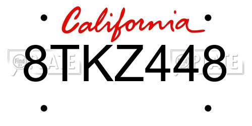 8TKZ448 California License Plate