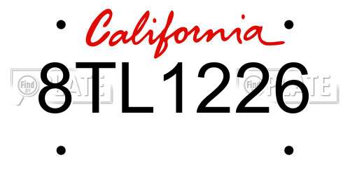 8TL1226 California License Plate