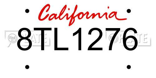 8TL1276 California License Plate