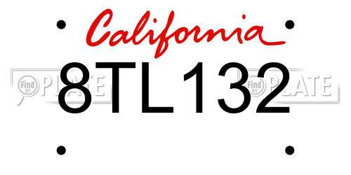 8TL132 California License Plate