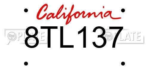 8TL137 California License Plate
