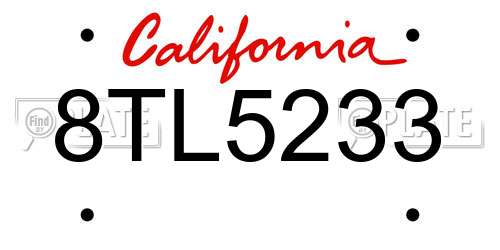 8TL5233 California License Plate