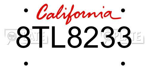 8TL8233 California License Plate
