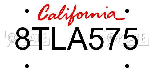 8TLA575 California License Plate