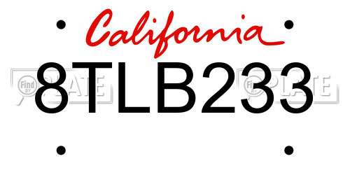 8TLB233 California License Plate