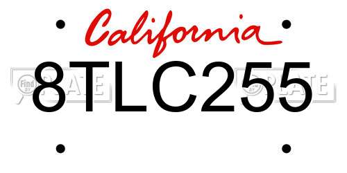 8TLC255 California License Plate