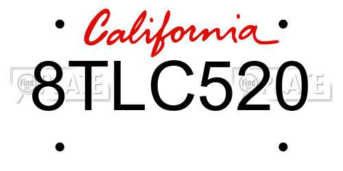 8TLC520 California License Plate