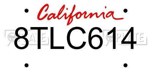 8TLC614 California License Plate