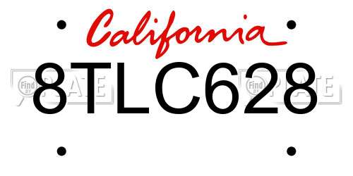 8TLC628 California License Plate