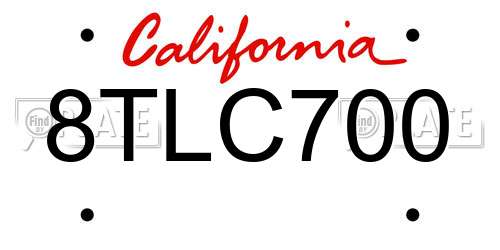 8TLC700 California License Plate