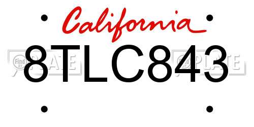 8TLC843 California License Plate