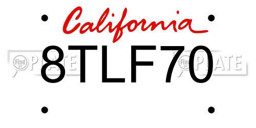 8TLF70 California License Plate
