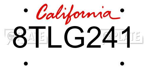 8TLG241 California License Plate