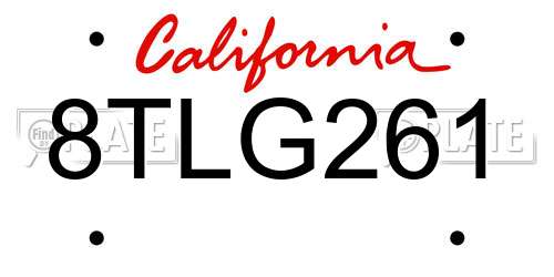 8TLG261 California License Plate