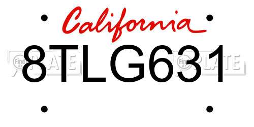 8TLG631 California License Plate