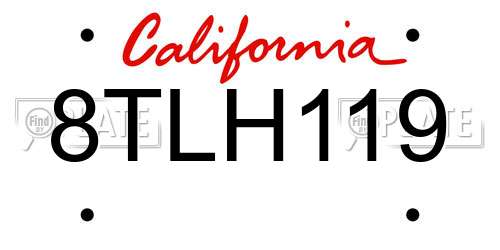 8TLH119 California License Plate