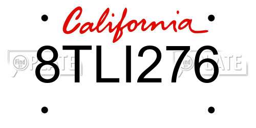 8TLI276 California License Plate