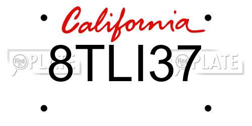 8TLI37 California License Plate