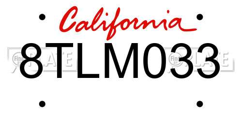 8TLM033 California License Plate