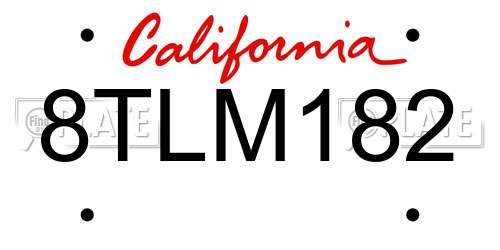 8TLM182 California License Plate