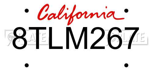 8TLM267 California License Plate