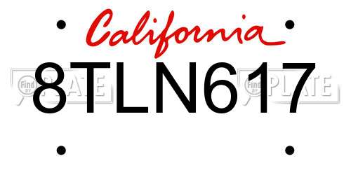 8TLN617 California License Plate